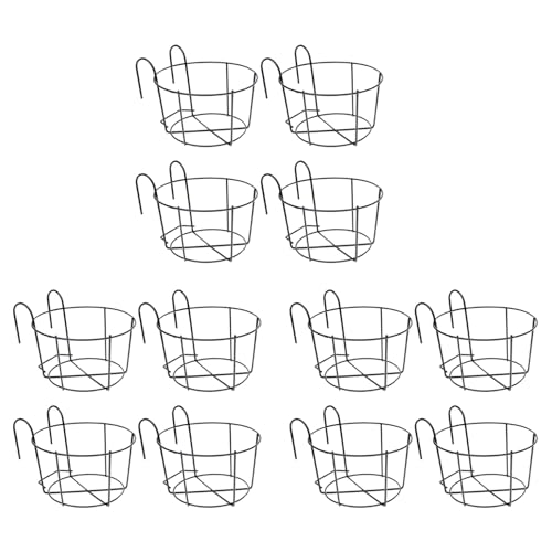 Breieenon 12 Stück Hängende Geländer Pflanzen Gefäße Blumen Topf Halter Pflanze Racks Zaun Metall Topf Ständer Balkon Körbe Klein von Breieenon