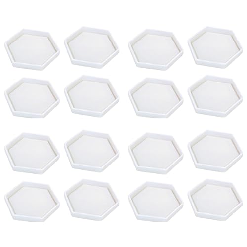 Breieenon 16 Paket Hexagon Silikon Untersetzer Formt Silikon Harz Form, Klare Epoxid Formen für das Gießen mit Harz, Beton, Zement und Polymer Ton von Breieenon