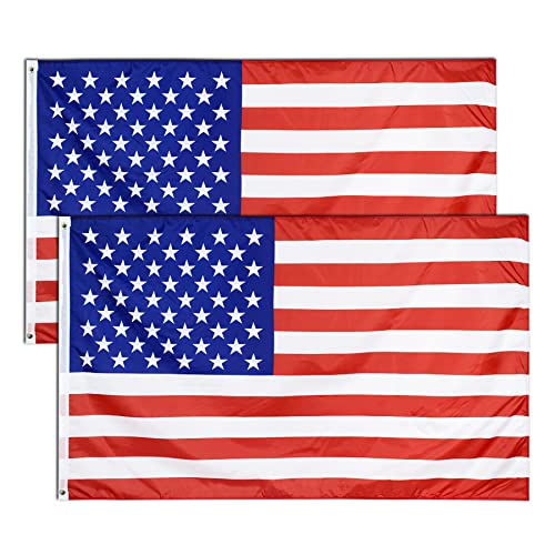 2 Pcs USA Flagge,90 × 150 cm Amerikanische Fahne mit Messingösen Wetterfest Farbecht United States of America Flag für Fußball WM 2022 Deko Draußen/Drinnen von Brelet