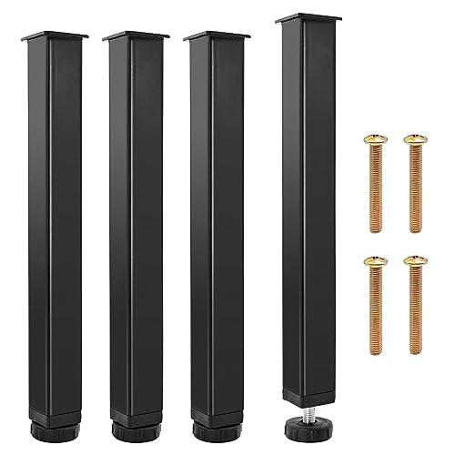 Brelet Set mit 4 Universal-Bettfüßen für Lattenrost, 30 ~ 32 cm, verstellbar, quadratische Bettfüße natürliches Design, Füße für Bettkasten, Beine für Möbel aus Stahl Schwarz von Brelet