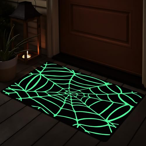 Breling Halloween-Fußmatte, leuchtet im Dunkeln, 45,7 x 76,2 cm, Spinnennetz, dekorative Fußmatte, leuchtender Eingang, Küchenteppich, Innen- und Außenbereich, Heimbodenmatte für Zuhause, Küche Breling Halloween-Fußmatte, leuchtet im Dunkeln, 45,7 x 76,2 cm, Spinnennetz, dekorative Fußmatte, leuchtender Eingang, Küchenteppich, Innen- und Außenbereich, Heimbodenmatte für Zuhause, Küche von Breling