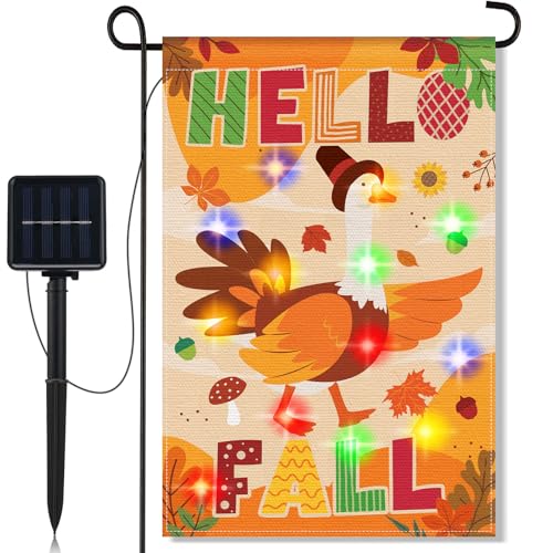 Breling Hello Fall beleuchtete Gans Willkommensgartenflaggen, 30,5 x 45,7 cm, vertikales doppelseitiges Schild, Solarlicht, Herbst, Erntedankfest, Gans, lustige saisonale Flaggen für Haus, Hof Breling Hello Fall beleuchtete Gans Willkommensgartenflaggen, 30,5 x 45,7 cm, vertikales doppelseitiges Schild, Solarlicht, Herbst, Erntedankfest, Gans, lustige saisonale Flaggen für Haus, Hof von Breling