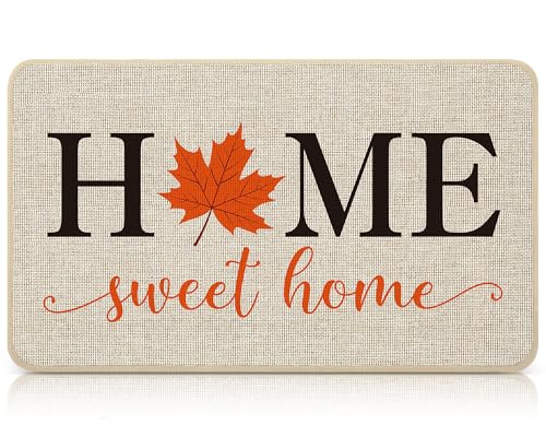 Breling Home Sweet Willkommensmatte, Kürbis-Fußmatte, für drinnen und draußen, dekorative Matten mit rutschfester Gummi-Rückseite, für Halloween, Tür, Zuhause, Eingang, Küche (Ahornblatt) von Breling