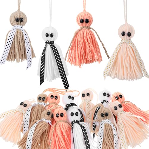 Breling Niedliche Halloween-Geister zum Aufhängen, 8,1 cm, kleine hängende Geister, Baumschmuck, Bauernhaus, rustikale Geister, Dekoration für Spukhaus, Party, Hof, Baumdekoration (Böhmen), 12 Stück von Breling