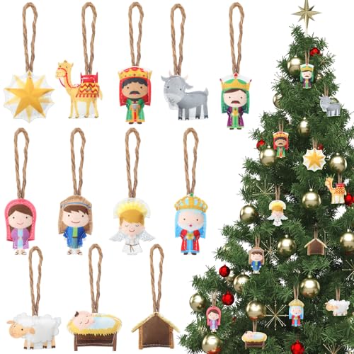 Breling Weihnachtskrippen-Ornamente, 3D-Filz, religiöse Weihnachtsbaumdekoration, niedliche Krippe, christliche Geburt Jesu, zum Aufhängen, Filz, Ornament für Baum, Weihnachtsfeier, Geschenk Breling Weihnachtskrippen-Ornamente, 3D-Filz, religiöse Weihnachtsbaumdekoration, niedliche Krippe, christliche Geburt Jesu, zum Aufhängen, Filz, Ornament für Baum, Weihnachtsfeier, Geschenk von Breling