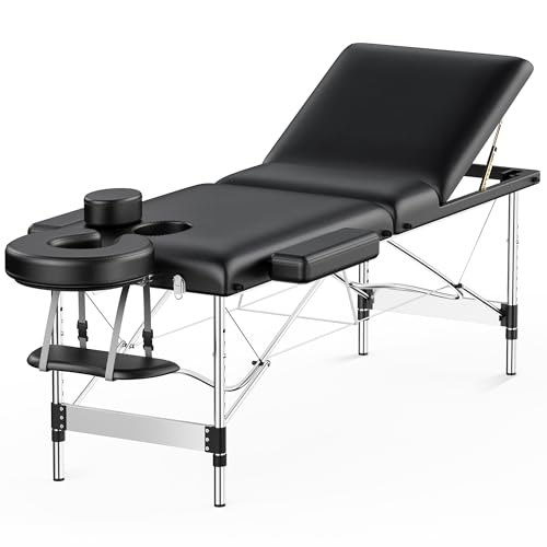 Brelley Mobile Massageliege Klappbar 3 Zone, Höhenverstellbare Professionelle Massagetisch mit Kopfstütze Armlehnen, Für Spa Salon Tattoo Schönheit von Brelley