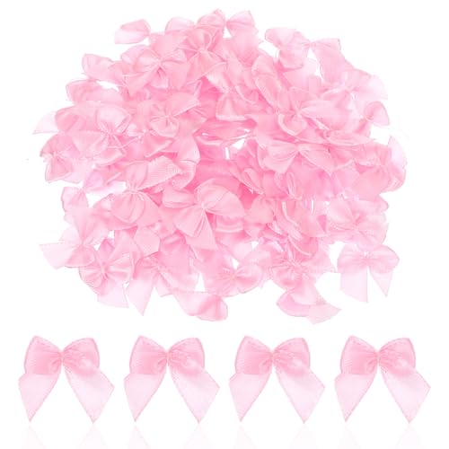 100 Stück Geschenkschleifen Selbstklebend Geschenk Schleifen Kleine Schleifen Mini Satinband Schleifen Basteln Deko Schleife Handgefertigte Für Diy Handwerk Hochzeit Scrapbooking Grußkarte(Rosa) von Bremorou