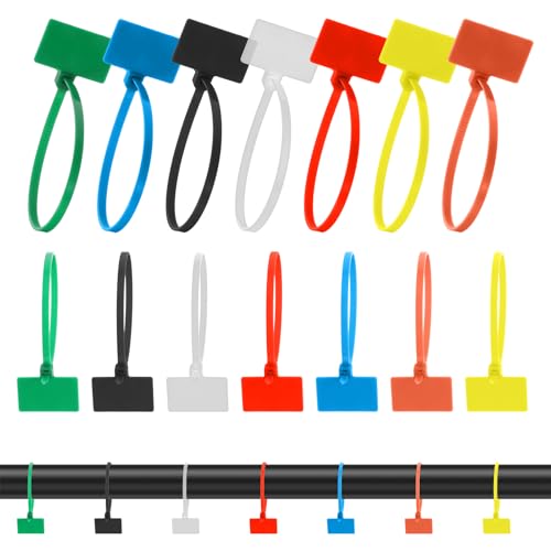 100 Stück Kabel beschriftung Kabeletiketten Kabel Organizer Beschriftung Wiederverwendbar Schreibfläche Zum Identifizierung Etiketten Zum Beschrifte Mehrfarbige Selbstsichernde Kabelbinder von Bremorou