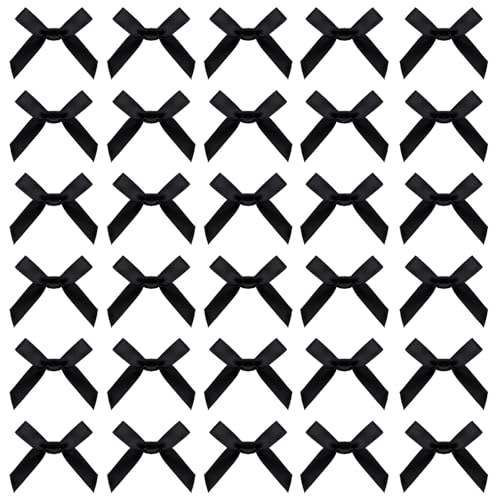 100 Stück Schwarze Schleife Kleine Schleifen Schleifenband Mini Schleifen Zum Basteln Niedlich Klein Geschenkschleife Zum Nähen Verpacken Satinbandschleifen Für Basteln Nähen Geschenk Keks Bonbontüten von Bremorou