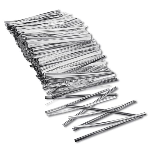 1000 Stück Twist Ties Metallischen Bindebaender Verschluss Für Tüten Silber Bindebaender Tütenclips Verschlussstreifen Bindestreifen Für Bäckerei Süßigkeitentüten Plätzchen Schokolade(Silber,3.9inch) 1000 Stück Twist Ties Metallischen Bindebaender Verschluss Für Tüten Silber Bindebaender Tütenclips Verschlussstreifen Bindestreifen Für Bäckerei Süßigkeitentüten Plätzchen Schokolade(Silber,3.9inch) von Bremorou
