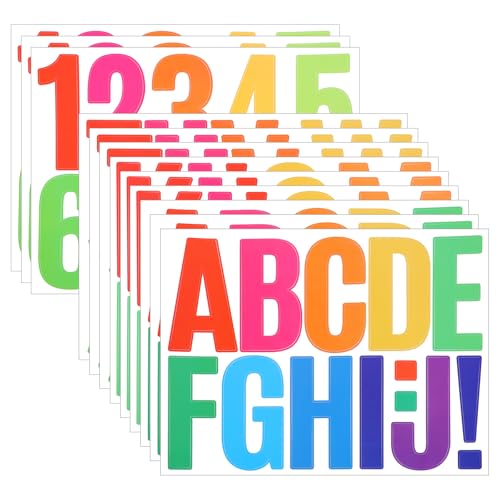 12 Blatt Buchstaben Zahlen Aufkleber Kit Klebebuchstaben Bunt Zum Aufkleben Wetterfest Alphabet Selbstklebende Nummern Wasserfeste Vinyl Nummer Sticker für Postfach Schilder Adressnummer Diy von Bremorou