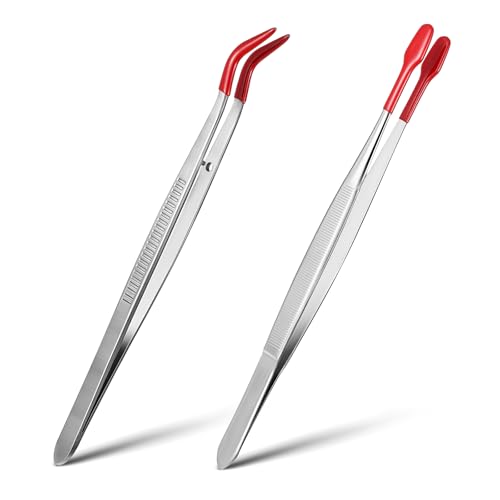 2 Stk Lange Bastelpinzette Plastik - Mit Gummispitzen und PVC Beschichtung - Flache, rutschfeste, gebogene und abgewinkelte Pinzetten - Metallaufkleberpinzette für Reparatur und Schmuck (Silber) 2 Stk Lange Bastelpinzette Plastik - Mit Gummispitzen und PVC Beschichtung - Flache, rutschfeste, gebogene und abgewinkelte Pinzetten - Metallaufkleberpinzette für Reparatur und Schmuck (Silber) von Bremorou