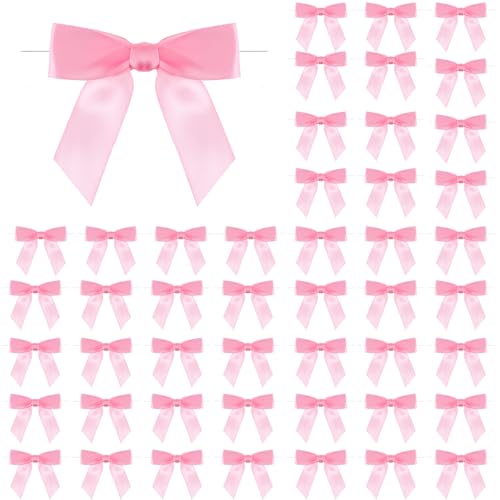 50 Stück Rosa Fertige Schleifen Satinschleifen In Mini Aus Schleifenband Schleife Geschenk Mit Draht Satinband Fertigschleife Dekor Geschenkschleifen Deko für Diy Handwerk Karte Geschenkverpackung von Bremorou