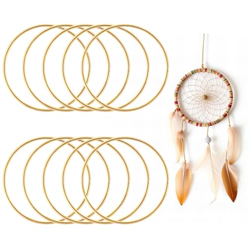 Gold Drahtringe, 10 Stück Metallringe Zum Basteln, 7.5cm Metallring, Makramee Ringe Für Handwerk Floral Hoop Für Die Herstellung Von Hochzeit Kranz Dekor, Traumfänger Und DIY Tafelaufsatz Wand von Bremorou