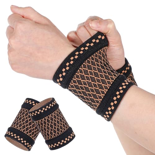 Handgelenkbandage Handgelenk Bandagen Gym Handgelenk Bandagen Kupfer Kompressionsbandage Elastische Handgelenkstütze Linderung Arthritis Weiche Karpaltunnelschmerzen Für Sport Fitness Training Tippen von Bremorou