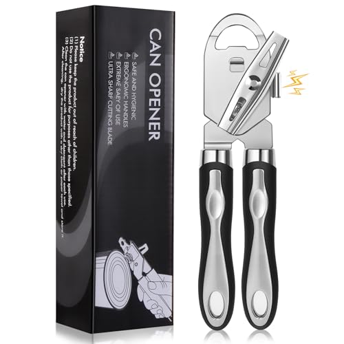 Brencco 3-in-1 Dosenöffner Manuell, Dosenöffner Ohne Scharfe Kanten, Büchsenöffner mit Rutschfest Griff und Ergonomischer Drehknopf für Ältlich mit Arthritis(Schwarz) von Brencco