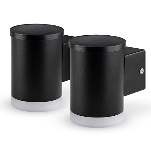 Brendz Solar Wandleuchte Außen: 50 Lumen LED Solarlampen für Außen, IP44 Wasserbeständig, Solar Aussenleuchte 3000k warmweißes Licht Accra (Set 2 Stück) von Brendz