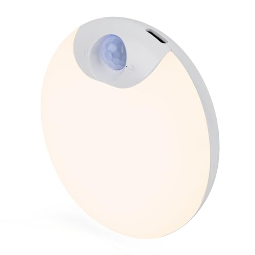 Brendz LED Rundes Nachtlicht mit Bewegungsmelder, USB-C Wiederaufladbar, Magnetisch, Warmweiß 3000K, Dimmbare, Kabellose Schrankbeleuchtung, Treppenbeleuchtung, Sensor Licht von Brendz