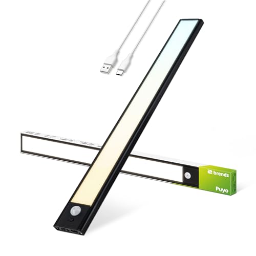 Brendz Unterbauleuchte Küche LED, LED Leiste Küche, 40cm, USB-C Wiederaufladbar, 2200mAh, 3 Farbtemperaturen, Dimmbar, Magnetisch, Küchenunterbauleuchte, Küchenbeleuchtung, Puyo Schwarz von Brendz