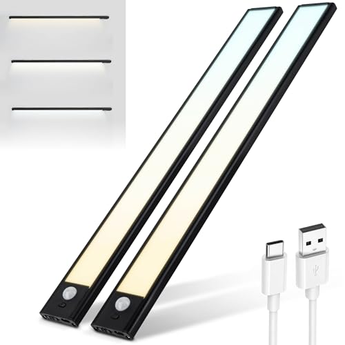 Brendz Unterbauleuchte Küche LED, USB-C Wiederaufladbare LED Lichtleiste Küche, 3 Farbtemperaturen, Dimmbare Schrankbeleuchtung, Magnetisches Schranklicht mit Bewegungsmelder, 2 x 40cm, Schwarz von Brendz