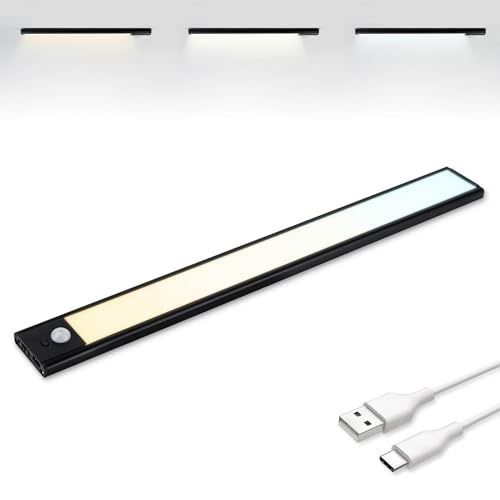 Brendz Unterbauleuchte Küche LED, USB-C Wiederaufladbare LED Lichtleiste Küche, 3 Farbtemperaturen, Dimmbare Schrankbeleuchtung, Magnetisches Schranklicht mit Bewegungsmelder, 40cm, Schwarz von Brendz