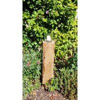 Gartenstele Aus Eichenholz Gartendeko Holz Dekosäule Windlichtsäule Stele Garten Holzstele Herbstdeko von BrennHolzDesign