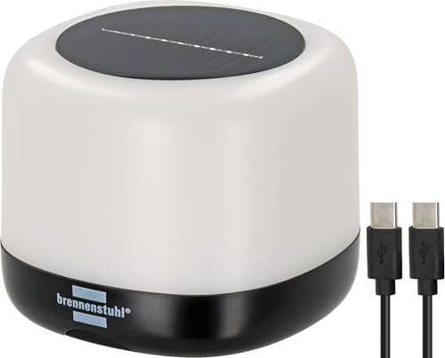 Brennenstuhl Akku Solar LED Outdoor Leuchte GL 400 AS (Campinglampe IP44 mit 400lm, bis zu 45h Leuchtdauer, 3 Schaltstufen, austauschbarer Akku 18650, Powerbank, USB C Ladekabel) von Brennenstuhl