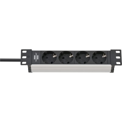 Alu-Line 10" Steckdosenleiste für Schaltschränke 4-fach 2m H05VV-F3G1,5 silber/schwarz von Brennenstuhl