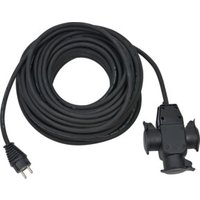 Baustellen-Verlängerungskabel 25m H07RN-F3G1,5 schwarz mit 3-fach Gummikupplung IP44 von Brennenstuhl