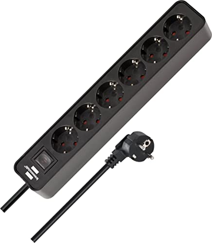 Brennenstuhl Ecolor Steckdosenleiste 6-Fach (Mehrfachsteckdose mit Schalter und 1,5m Kabel) schwarz von Brennenstuhl