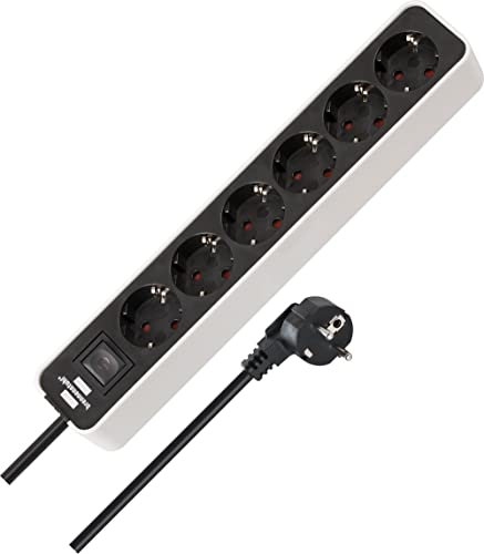 Brennenstuhl Ecolor Steckdosenleiste 6-Fach (Mehrfachsteckdose mit Schalter und 1,5m Kabel) schwarz/weiß Brennenstuhl Ecolor Steckdosenleiste 6-Fach (Mehrfachsteckdose mit Schalter und 1,5m Kabel) schwarz/weiß von Brennenstuhl