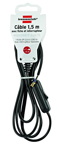 Brennenstuhl 1161811 Kabel mit Stecker/Schalter 1,5 m H03VVH2-F 2 x 0,75 Schwarz von Brennenstuhl