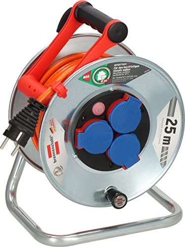 Brennenstuhl 1198740 Kabeltrommel 25m Orange Eurostecker Schutzkontakt-Stecker von Brennenstuhl