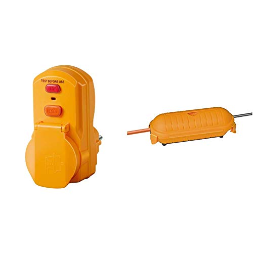 Brennenstuhl 1290660 Personenschutz-Adapter BDI-A 2 30 IP54, 230 V, gelb & Safe-Box Schutzkapsel für Kabel Big IP44 Outdoor gelb, 1160440 von Brennenstuhl