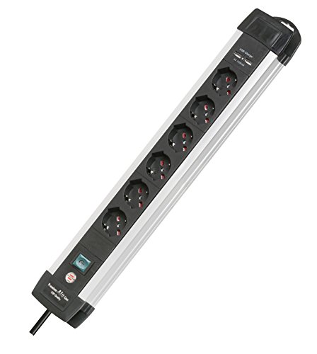 Brennenstuhl 1391005516 Steckdosenleiste mit 6 Universalsteckdosen mit USB-Ladegerät, Schwarz/Grau von Brennenstuhl