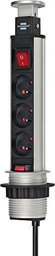 Brennenstuhl 1396201003 Steckdoseneinheit"Tower Power", 3-fach, USB, Anthrazit, 3 PRISES 2M von Brennenstuhl