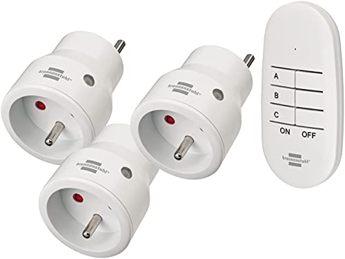 Brennenstuhl Funksteckdosen Programmierbar 3er Set mit Fernbedienung Comfort-Line weiß (Innenbereich, mit Fernbedienung) 1507071 von Brennenstuhl