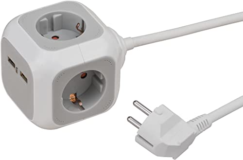 Brennenstuhl Alea-Power USB-Charger Steckdosenblock/Steckdosenwürfel 4-Fach (mit 2X USB, 1,4m Kabel und erhöhtem Berührungsschutz) von Brennenstuhl