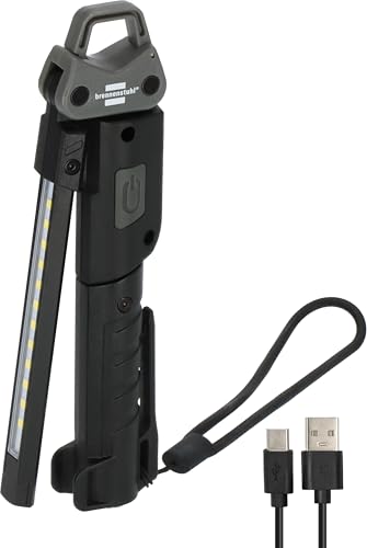 Brennenstuhl Akku LED Handllampe HL 400 AC/LED Werkstattlampe mit integriertem Akku (400lm, 3 individuell schaltbare Lichtquellen, zusammenklappbar, Leuchtdauer max. 6h, inkl. USB C Ladekabel) von Brennenstuhl