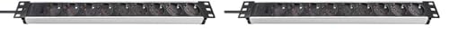 Brennenstuhl Alu-Line 19" Steckdosenleiste 9-Fach - Steckerleiste aus hochwertigem Aluminium (2m Kabel), Silber/schwarz (Packung mit 2) von Brennenstuhl