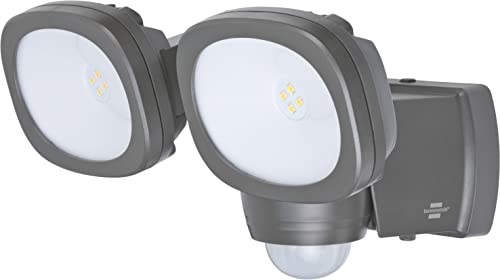 Brennenstuhl Batterie LED Strahler LUFOS / Kabelloser LED Außen-Strahler mit Batterie und Bewegungsmelder (mit 8 Marken LEDs, 2x 240 Lumen, für außen IP44, mit zusätzlicher Funktionseinstellung) von Brennenstuhl