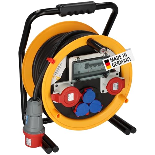 Brennenstuhl Professional Brobusta 380 CEE 2 FI IP44 Kabeltrommel (Kabeltrommel 25m, mit FI-Schutz, für den ständigen Einsatz im Außenbereich, Made in Germany) von Brennenstuhl