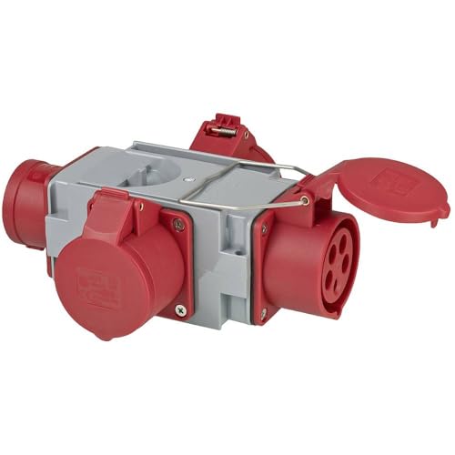 Brennenstuhl Adapter Stromverteiler IP44 (1x CEE Stecker 400V/16A & 3x CEE Steckdosen 400V/16A, für den ständigen Einsatz im Außenbereich, Baustellen und in landwirtschaftlichen Betrieben) von Brennenstuhl