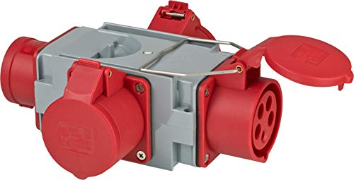 Brennenstuhl CEE Adapter Stromverteiler IP44 (1x CEE Stecker 400V/16A und 3x CEE Steckdosen 400V/16A) für Baustelle von Brennenstuhl