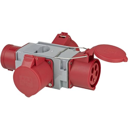 Brennenstuhl CEE Adapter Stromverteiler IP44 (1x CEE Stecker 400V/32A & 3x CEE Steckdosen 400V/32A, für den ständigen Einsatz im Außenbereich, Baustellen und in landwirtschaftlichen Betrieben) von Brennenstuhl