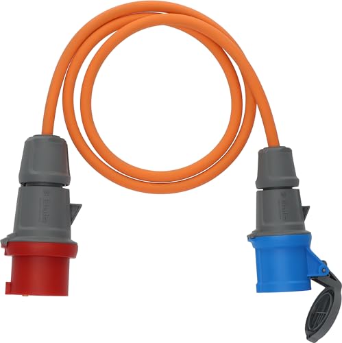 Brennenstuhl Camping Adapterkabel/CEE-Adapter mit 400V/16A CEE-Stecker und 230V/16A CEE-Kupplung (1,5m Kabel in orange, H07RN-F 3G2,5, ständiger Einsatz im Außenbereich IP44, Made in Germany) von Brennenstuhl