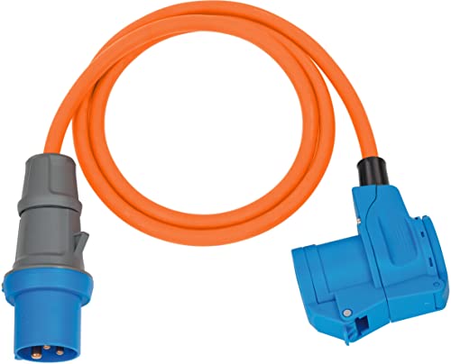 Brennenstuhl Camping CEE-Adapterleitung mit CEE-Stecker und Winkelkupplung inkl. Schutzkontakt-Kombisteckdose (1,5m Kabel in orange, 230V/16A, Einsatz im Außenbereich, Made in Germany) von Brennenstuhl