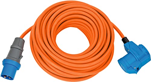 Brennenstuhl Camping CEE-Verlängerungskabel mit CEE-Stecker und Winkelkupplung inkl. Schutzkontakt-Kombisteckdose (25m Kabel in orange, 230V/16A, Einsatz im Außenbereich, Made in Germany) von Brennenstuhl