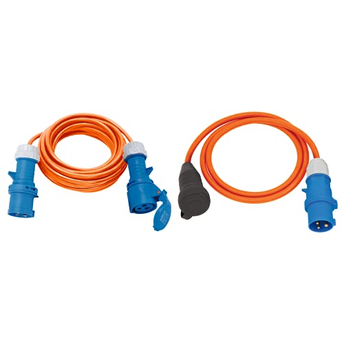 Brennenstuhl Camping-Verlängerungskabel 10m (H07RN-F 3G2,5 in orange) + Brennenstuhl Camping Adapterkabel mit CEE-Stecker und Schutzkontakt-Kupplung (1,5m, H07RN-F 3G2,5) von Brennenstuhl