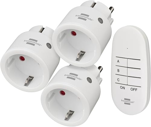 Brennenstuhl Comfort-Line Funksteckdosen-Set Mini 3+1, 3er Funkschalt-Set (Innenbereich, mit Handsender und erhöhtem Berührungsschutz) weiß von Brennenstuhl
